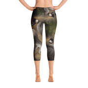 Grey Crowned Crane Capri Leggings